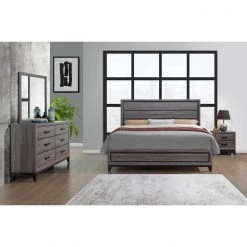 Global Kate Grey King Bed And Dresser With Mirror