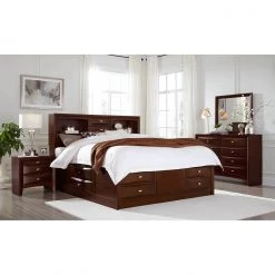 Global Linda - New Merlot Queen Storage Bed
