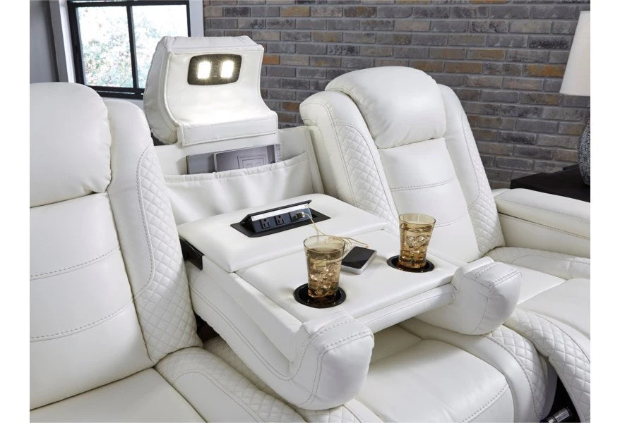 Ashley Party Time Power Recliner Sofa With Adjustable Headrest Reclining Sofas