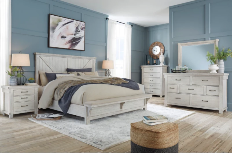 Ashley King Beds Brashland Linen King Bed With Dresser Mirror & Nightstand 1 Ashley King Beds Brashland Linen King Bed With Dresser Mirror & Nightstand